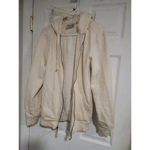 Chaps Denim Full Zip Hoodie Mens Medium White/Off White